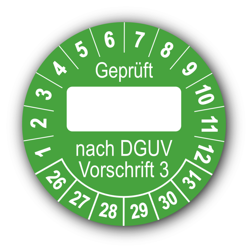 Geprüft … nach DGUV Vorschrift 3, grün (zum Selbstbeschriften)