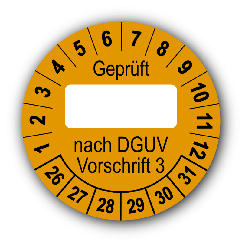 Geprüft … nach DGUV Vorschrift 3, orange (zum Selbstbeschriften)