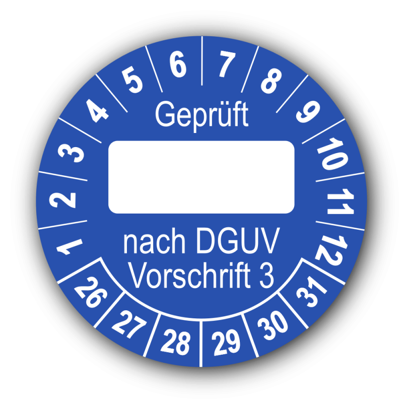 Geprüft … nach DGUV Vorschrift 3, blau (zum Selbstbeschriften)