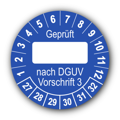 Geprüft … nach DGUV Vorschrift 3, blau (zum Selbstbeschriften)