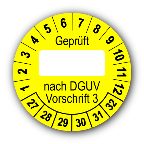 Geprüft … nach DGUV Vorschrift 3, gelb (zum Selbstbeschriften)
