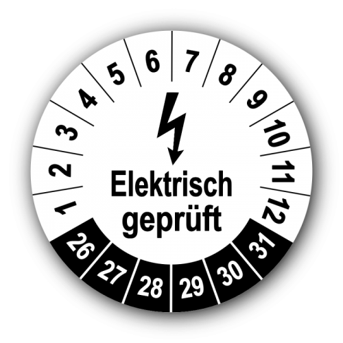 Elektrisch geprüft, weiß