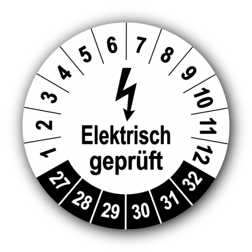 Elektrisch geprüft, weiß
