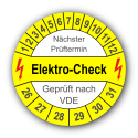Elektro-Check Nächster Prüftermin Geprüft nach VDE, gelb