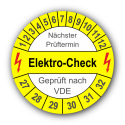 Elektro-Check Nächster Prüftermin Geprüft nach VDE, gelb