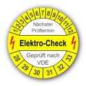 Elektro-Check Nächster Prüftermin Geprüft nach VDE, gelb