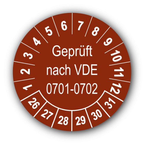 Geprüft nach VDE 0701-0702, braun