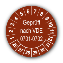 Geprüft nach VDE 0701-0702, braun