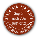 Geprüft nach VDE 0701-0702, braun
