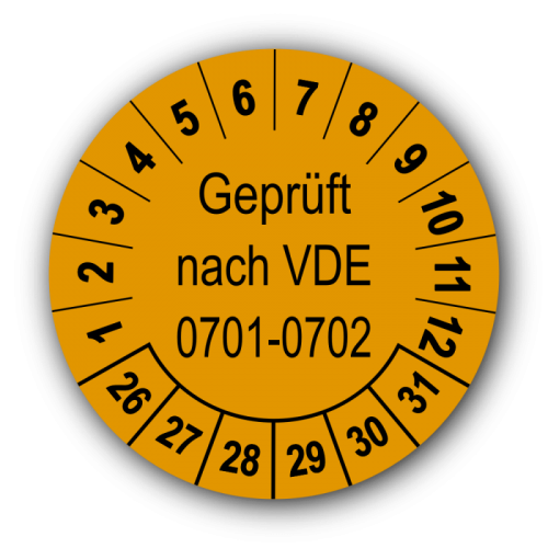 Geprüft nach VDE 0701-0702, orange