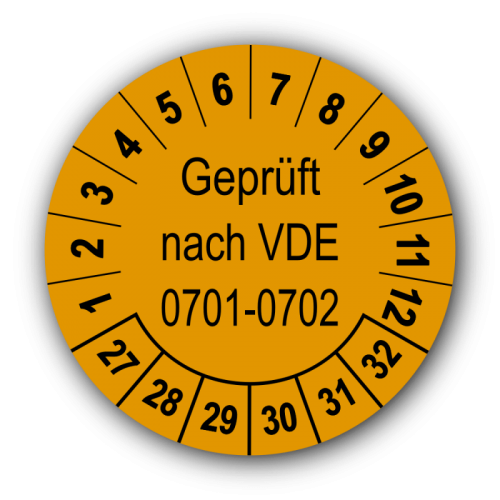 Geprüft nach VDE 0701-0702, orange