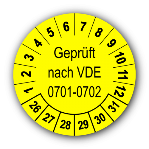 Geprüft nach VDE 0701-0702, gelb