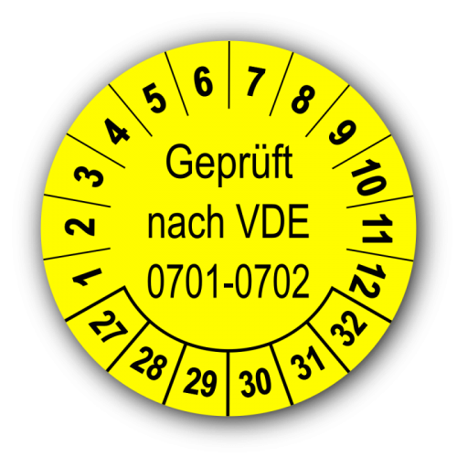 Geprüft nach VDE 0701-0702, gelb
