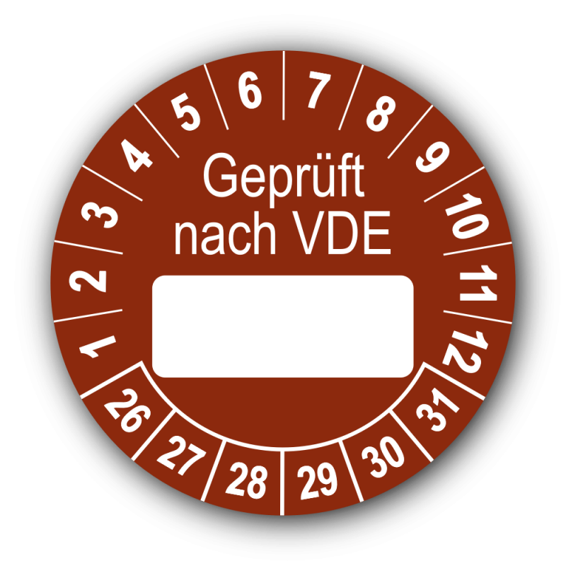 Geprüft nach VDE…, braun (zum Selbstbeschriften)