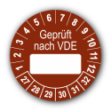 Geprüft nach VDE…, braun (zum Selbstbeschriften)