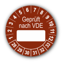 Geprüft nach VDE…, braun (zum Selbstbeschriften)