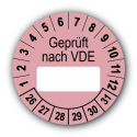 Geprüft nach VDE…, rosa (zum Selbstbeschriften)