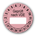 Geprüft nach VDE…, rosa (zum Selbstbeschriften)