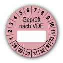 Geprüft nach VDE…, rosa (zum Selbstbeschriften)