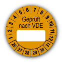 Geprüft nach VDE…, orange (zum Selbstbeschriften)