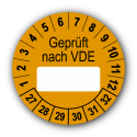 Geprüft nach VDE…, orange (zum Selbstbeschriften)