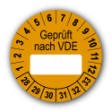 Geprüft nach VDE…, orange (zum Selbstbeschriften)