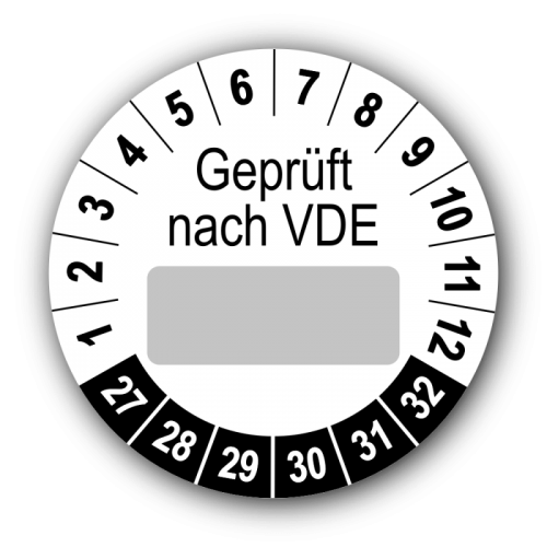 Geprüft nach VDE…, weiß (zum Selbstbeschriften)