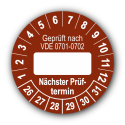 Geprüft nach VDE 0701-0702 … Nächster Prüftermin, braun (zum Selbstbeschriften)