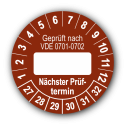 Geprüft nach VDE 0701-0702 … Nächster Prüftermin, braun (zum Selbstbeschriften)