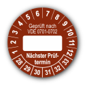 Geprüft nach VDE 0701-0702 … Nächster Prüftermin, braun (zum Selbstbeschriften)
