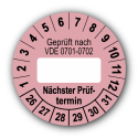 Geprüft nach VDE 0701-0702 … Nächster Prüftermin, rosa (zum Selbstbeschriften)