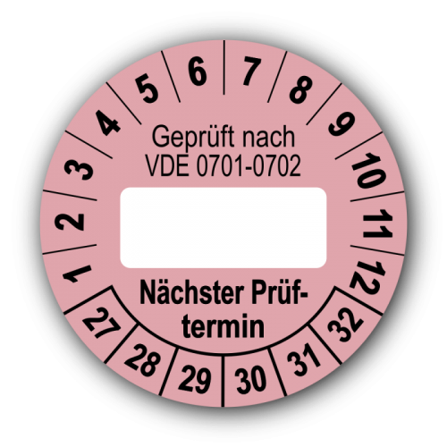 Geprüft nach VDE 0701-0702 … Nächster Prüftermin, rosa (zum Selbstbeschriften)