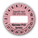 Geprüft nach VDE 0701-0702 … Nächster Prüftermin, rosa (zum Selbstbeschriften)