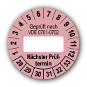 Geprüft nach VDE 0701-0702 … Nächster Prüftermin, rosa (zum Selbstbeschriften)