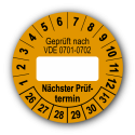 Geprüft nach VDE 0701-0702 … Nächster Prüftermin, orange (zum Selbstbeschriften)