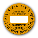 Geprüft nach VDE 0701-0702 … Nächster Prüftermin, orange (zum Selbstbeschriften)