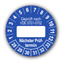Geprüft nach VDE 0701-0702 … Nächster Prüftermin, blau (zum Selbstbeschriften)