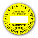 Geprüft nach VDE 0701-0702 … Nächster Prüftermin, gelb (zum Selbstbeschriften)