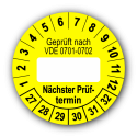 Geprüft nach VDE 0701-0702 … Nächster Prüftermin, gelb (zum Selbstbeschriften)