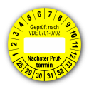 Geprüft nach VDE 0701-0702 … Nächster Prüftermin, gelb (zum Selbstbeschriften)