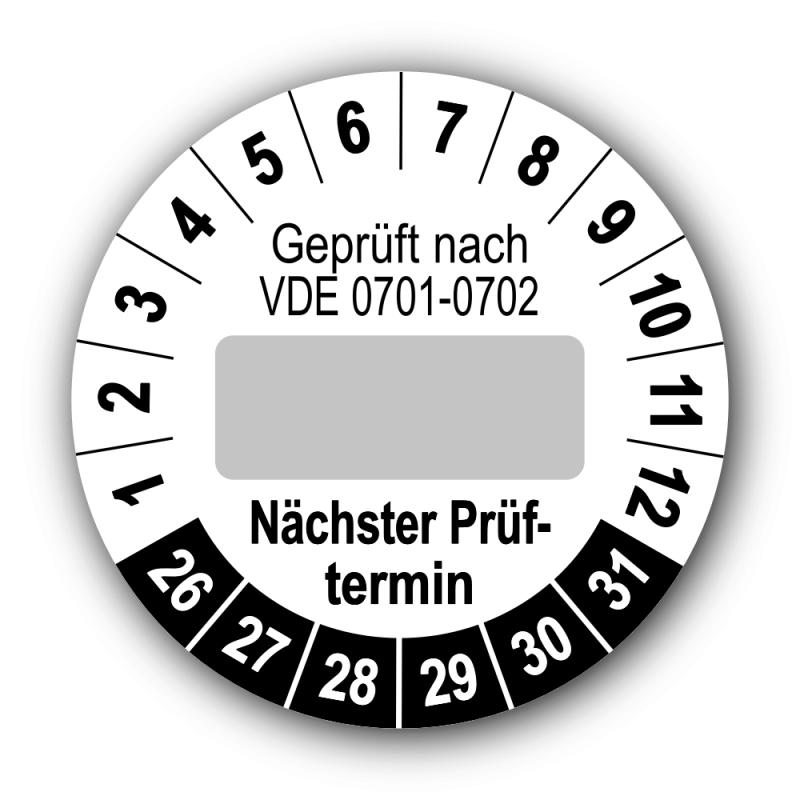 Geprüft nach VDE 0701-0702 … Nächster Prüftermin, weiß (zum Selbstbeschriften)
