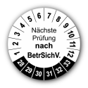 Nächste Prüfung nach BetrSichV., weiß