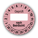 Geprüft … nach BetrSichV., rosa (zum Selbstbeschriften)