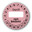 Geprüft … nach BetrSichV., rosa (zum Selbstbeschriften)