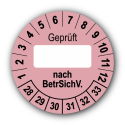 Geprüft … nach BetrSichV., rosa (zum Selbstbeschriften)