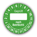 Geprüft … nach BetrSichV., grün (zum Selbstbeschriften)