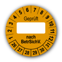 Geprüft … nach BetrSichV., orange (zum Selbstbeschriften)