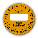 Geprüft … nach BetrSichV., orange (zum Selbstbeschriften)