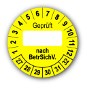 Geprüft … nach BetrSichV., gelb (zum Selbstbeschriften)
