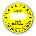 Geprüft … nach BetrSichV., gelb (zum Selbstbeschriften)